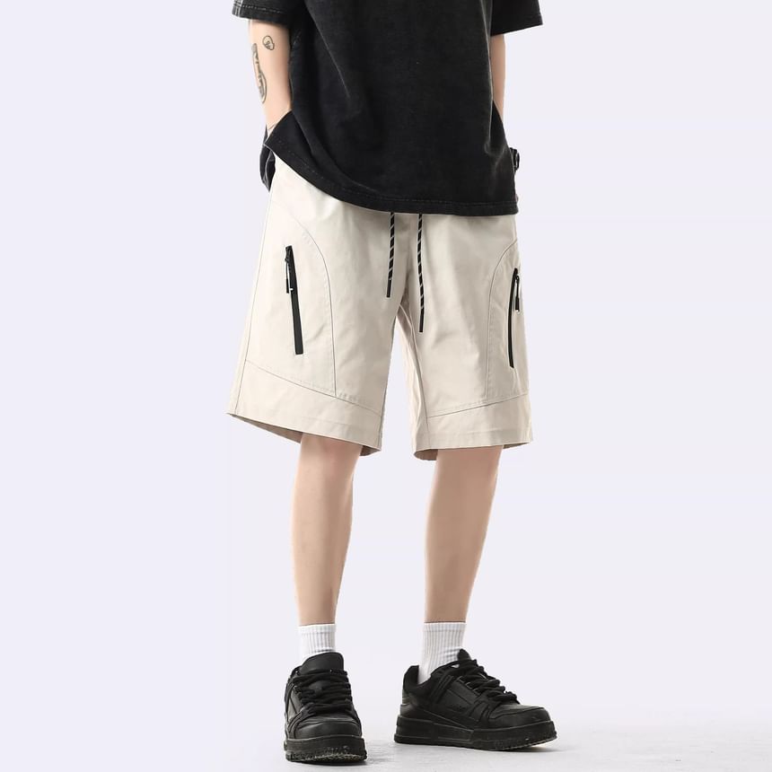 Capbrew - Effen cargoshorts met elastische taille