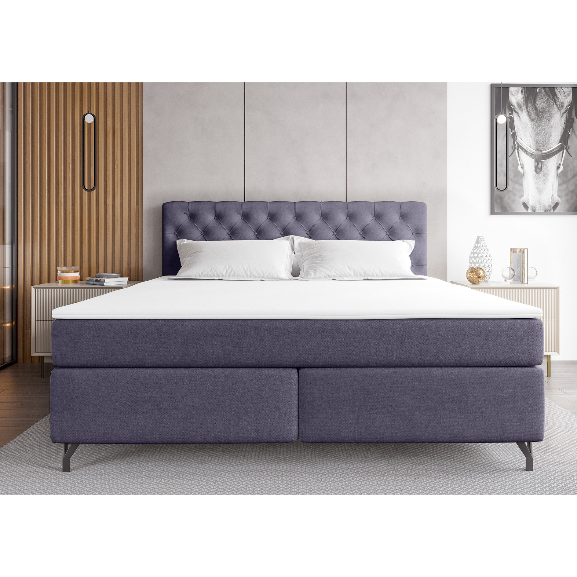 Boxspringbett - dunkelgrau - inklusive Topper - 180x200 cm