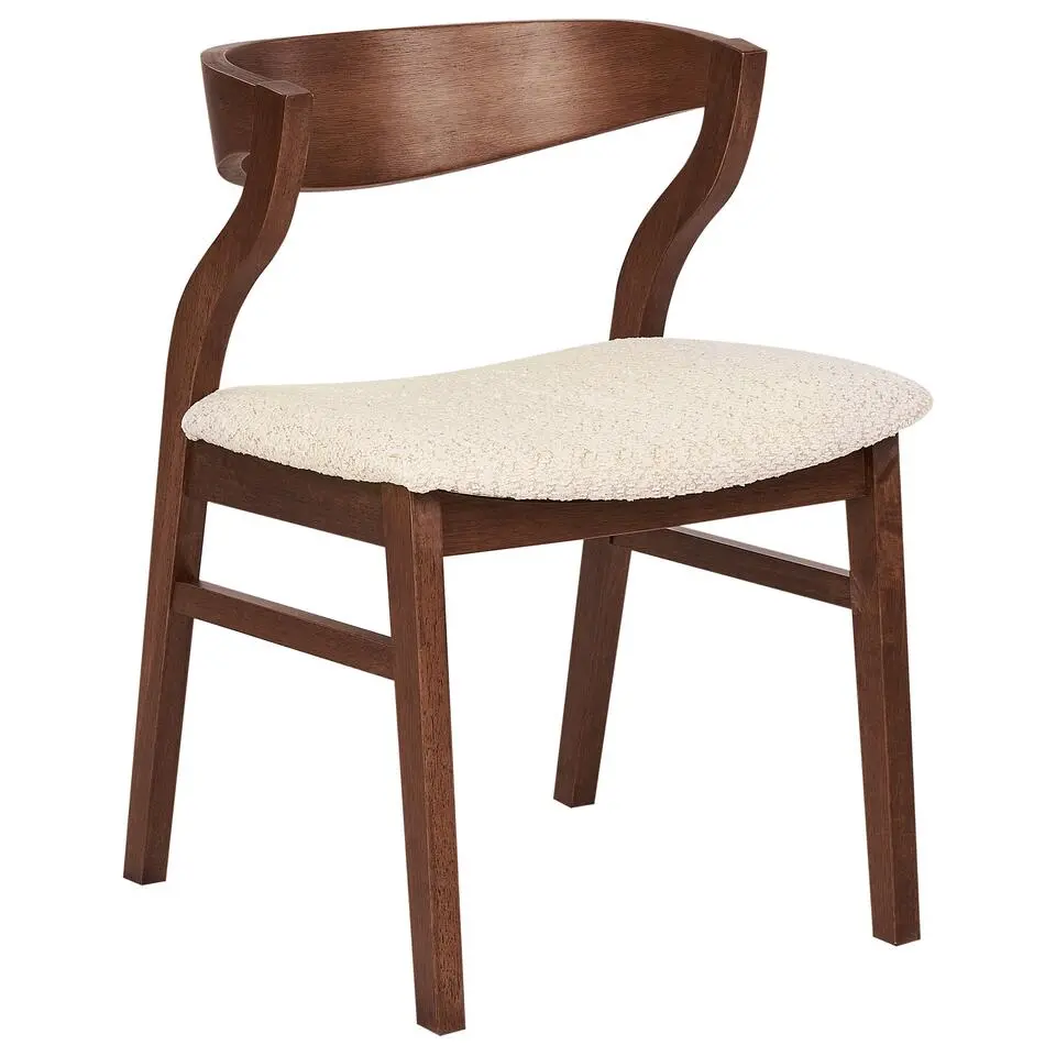 YUBA - Eetkamerstoel set van 2 - Donkerhout/Beige - Bouclé