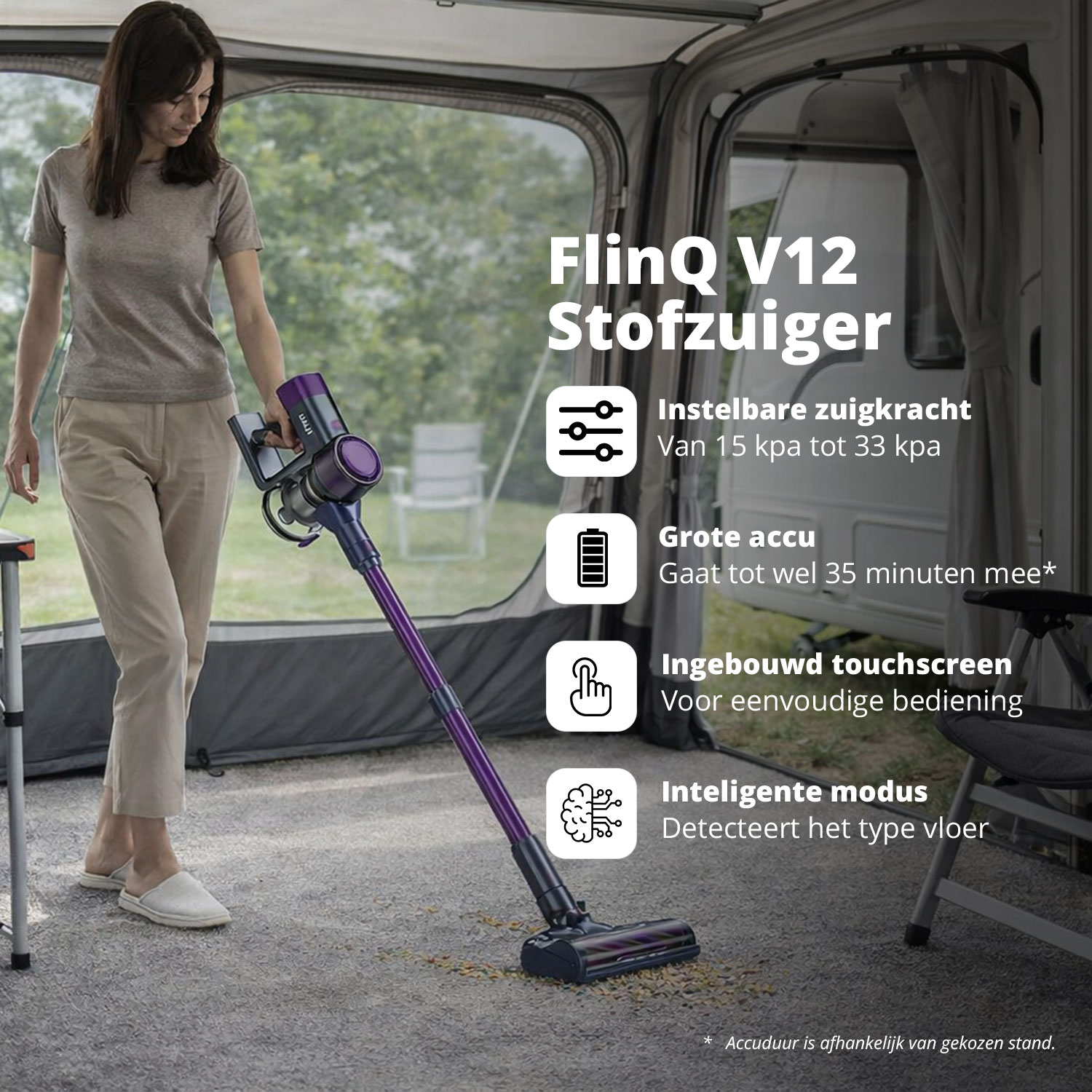 FlinQ V12 steelstofzuiger met kruimeldief - Purple