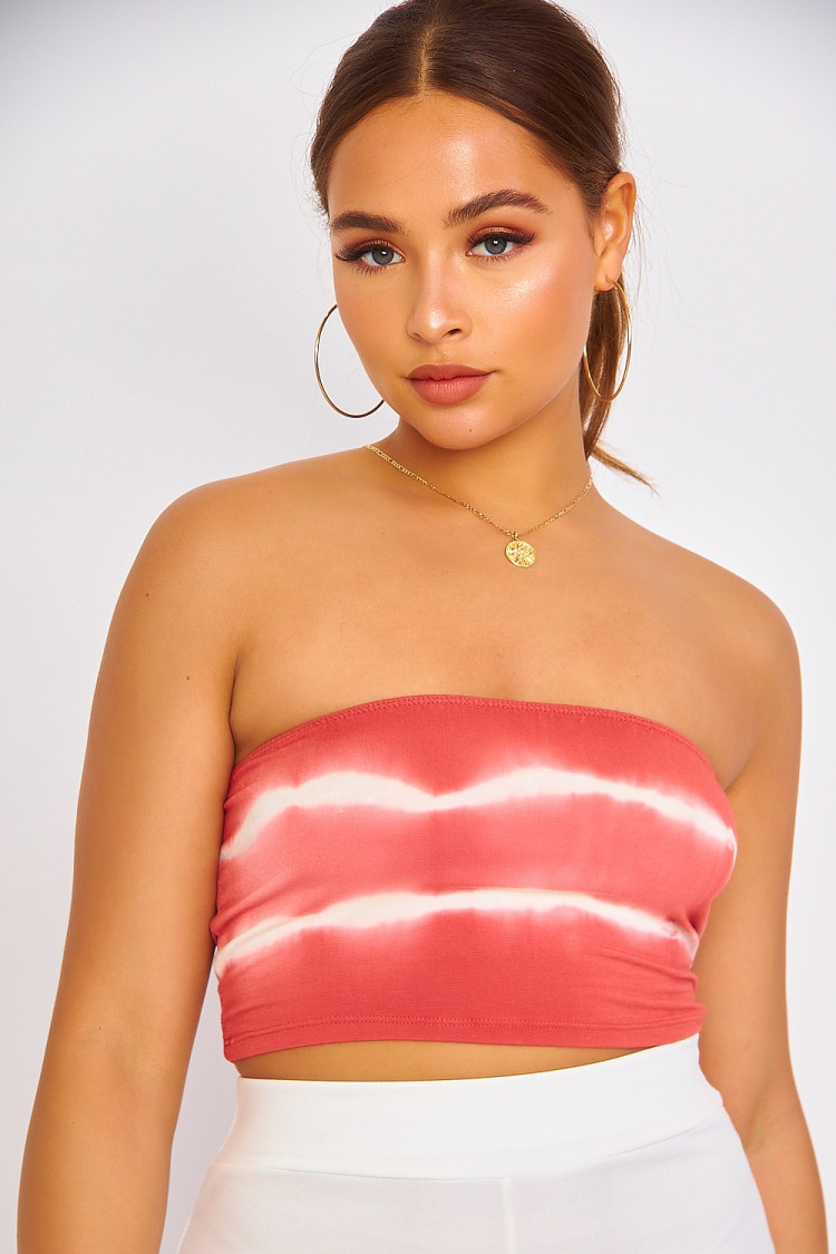 Brassière bustier rose foncé tie & dye