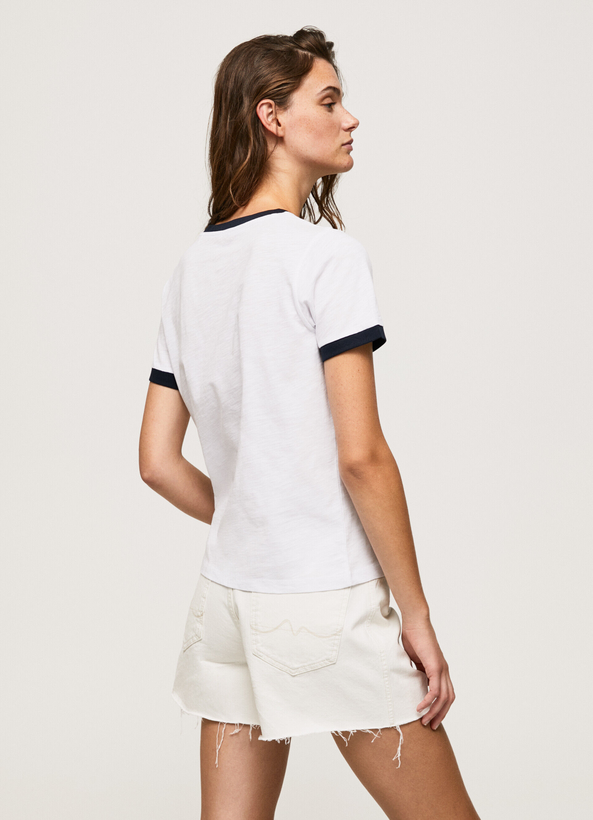 Camiseta de algodão com logotipo estampado - branca