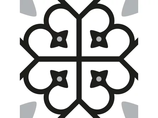 Stickers carrelage 15 x 15 cm - Motif floral noir et blanc