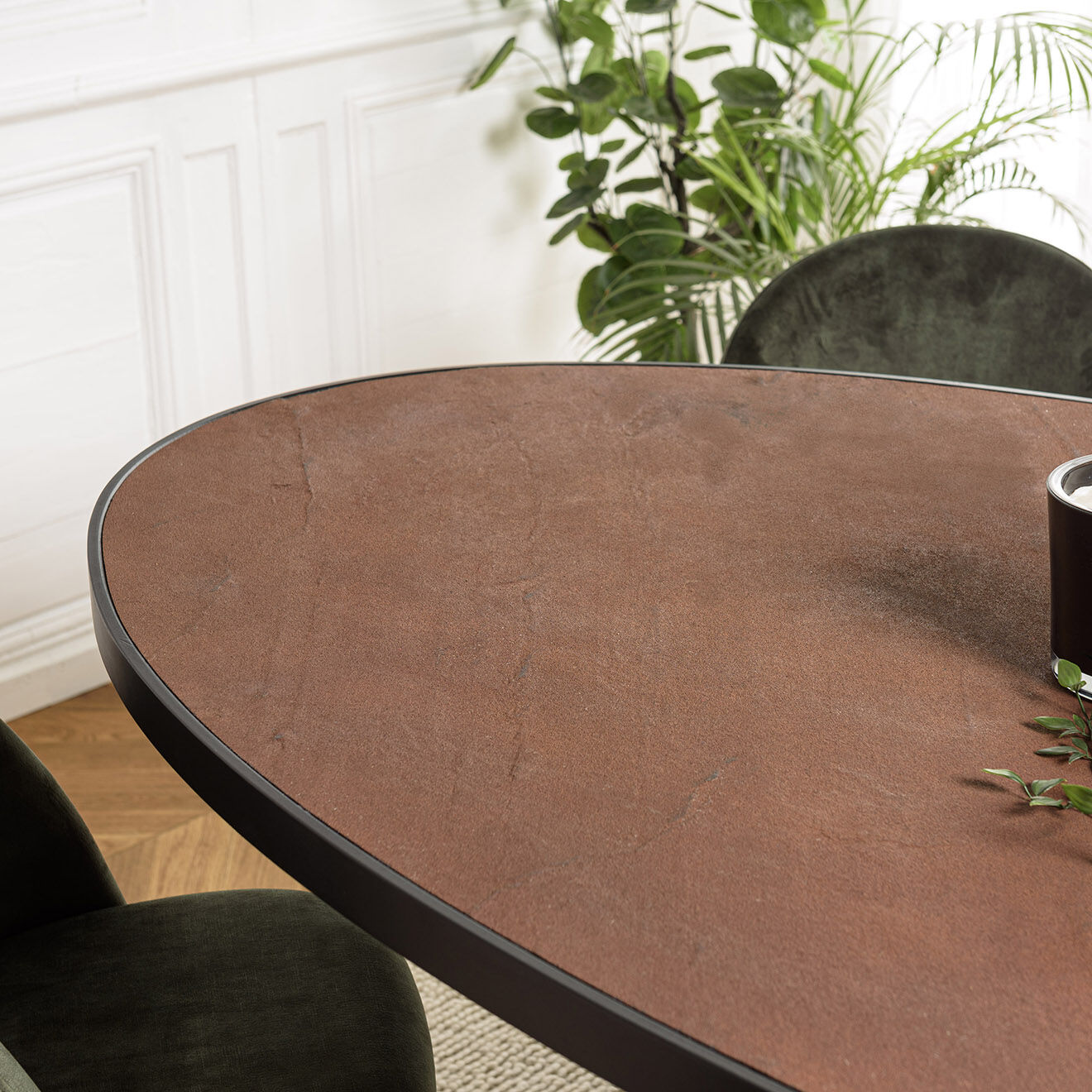 Macabane Table à manger effet pierre Basile bois/noir - 220x110x76 cm