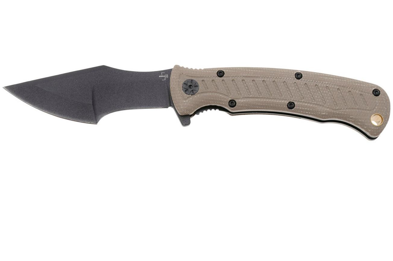 Böker Plus Micro Tracker Folder 01BP0002, Cerakote 154CM, Brown Micarta, zakmes, Dave Wenger design