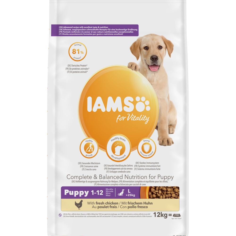 Iams Large Puppy & Junior Kip Hondenvoer 12 kg