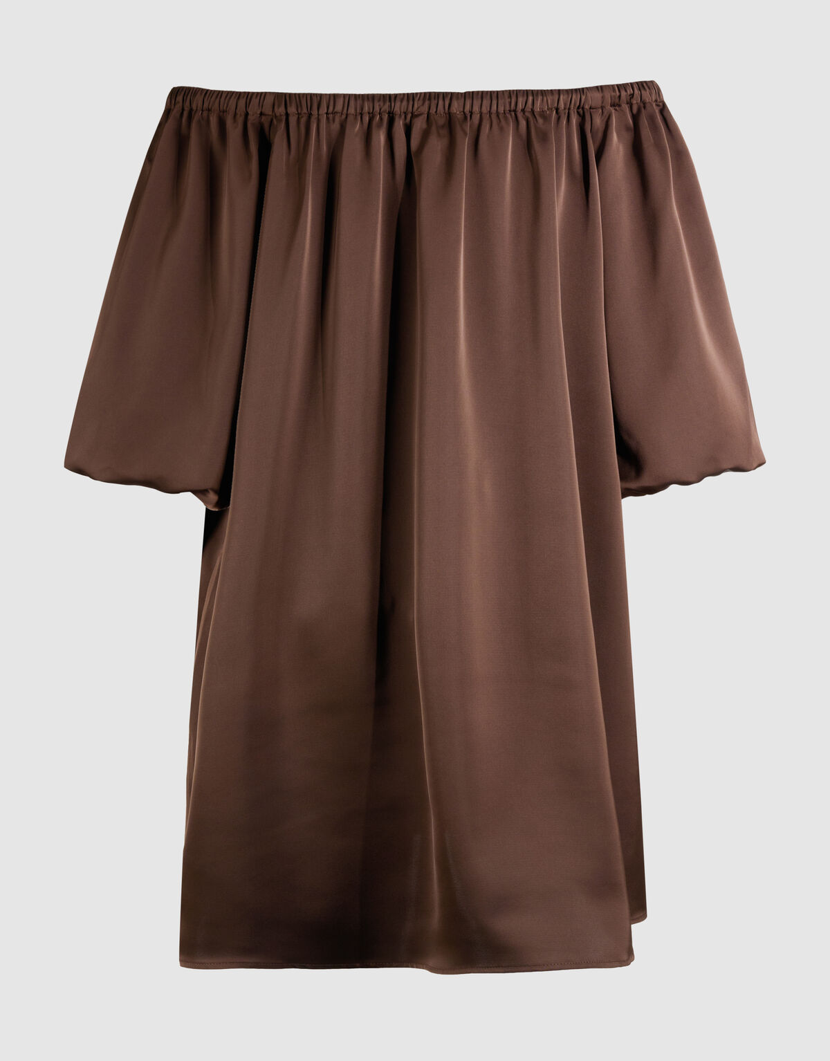 Satijnen Off Shoulder Mini Jurk Bruin By Fred