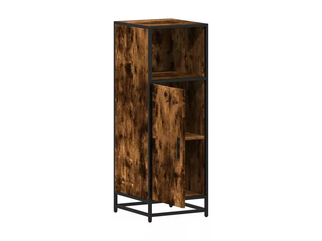 Armoire de bain chêne fumé 35x37,5x100cm bois d'ingénierie