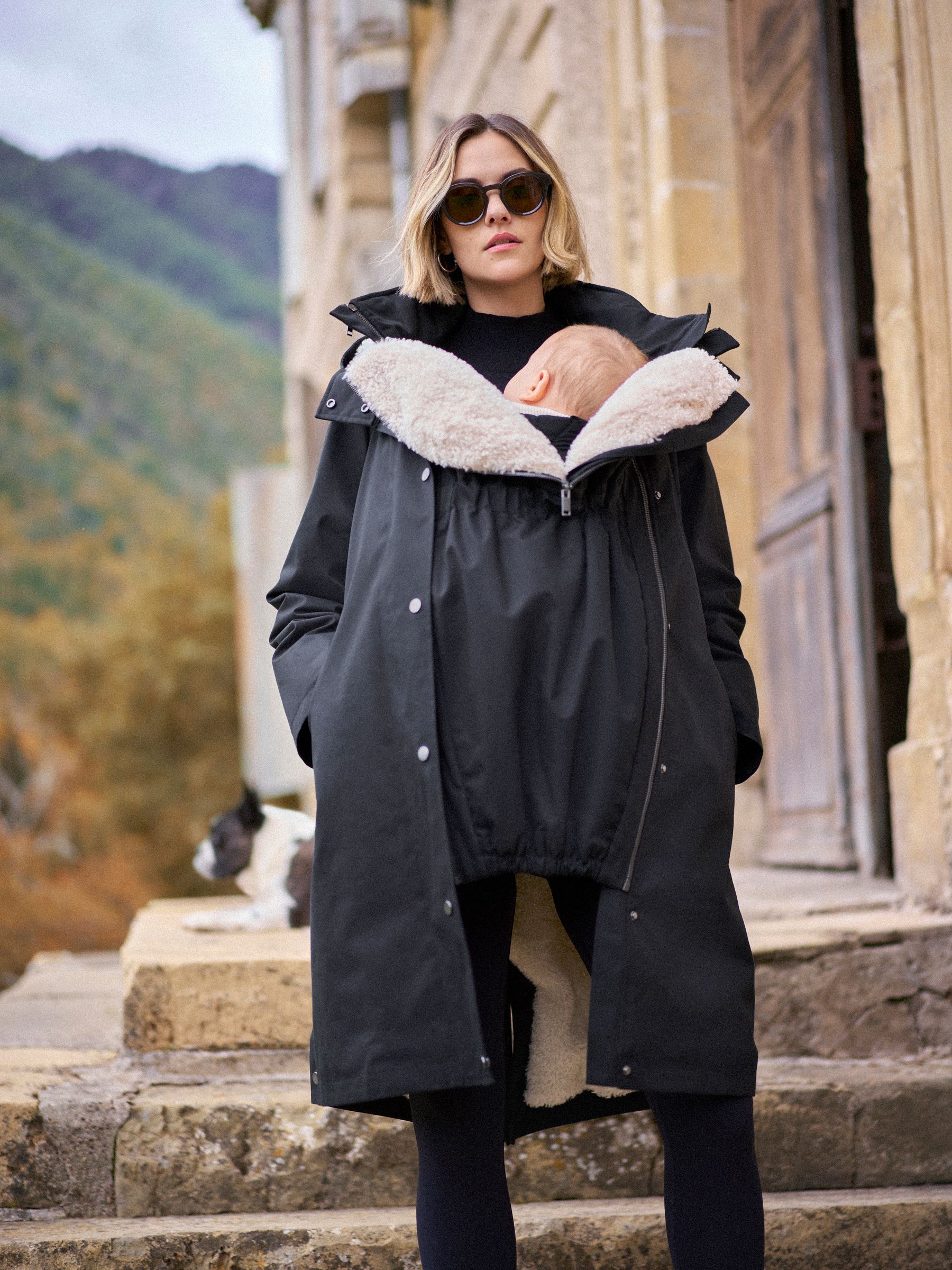 Zwart - Seraphine 3 in 1 Maternity & Babywearing Parka with Borg Lining