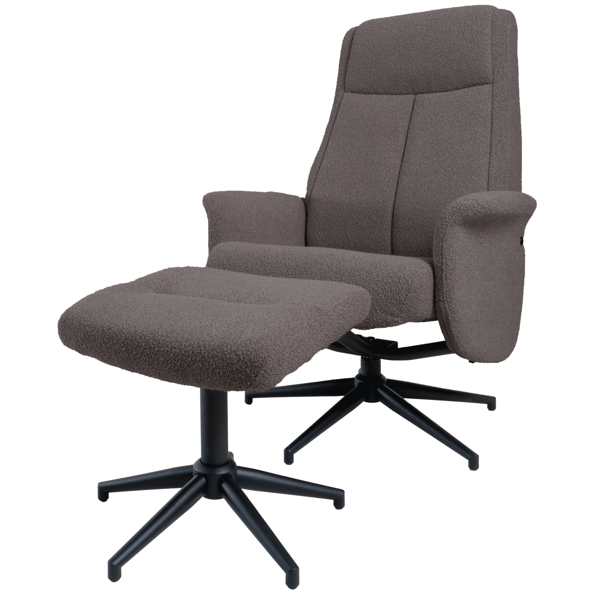 Relaxfauteuil Bindy + Hocker Bouclé Bruin