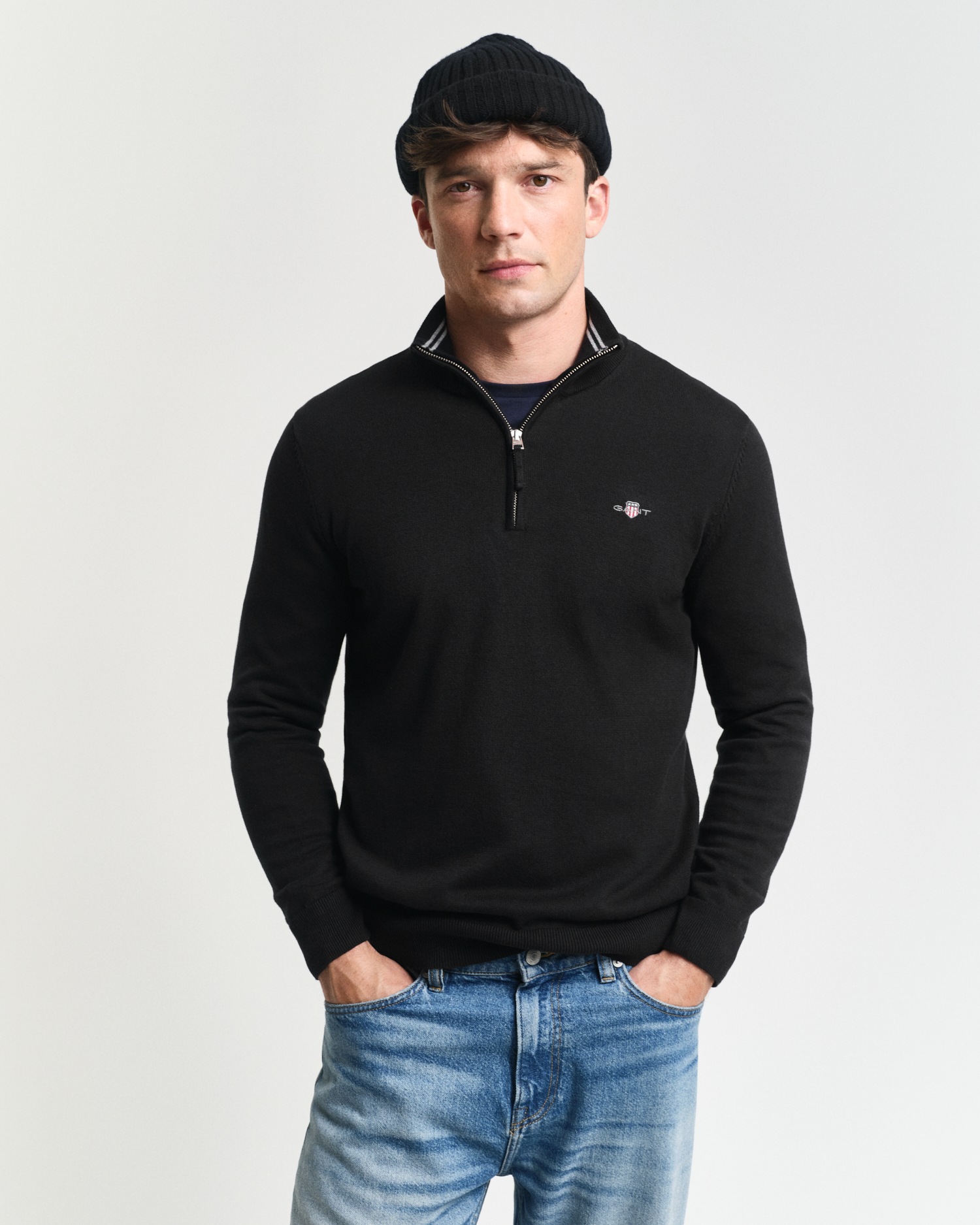 Gant Troyer »CLASSIC COTTON HALF ZIP« mit gerippten Details