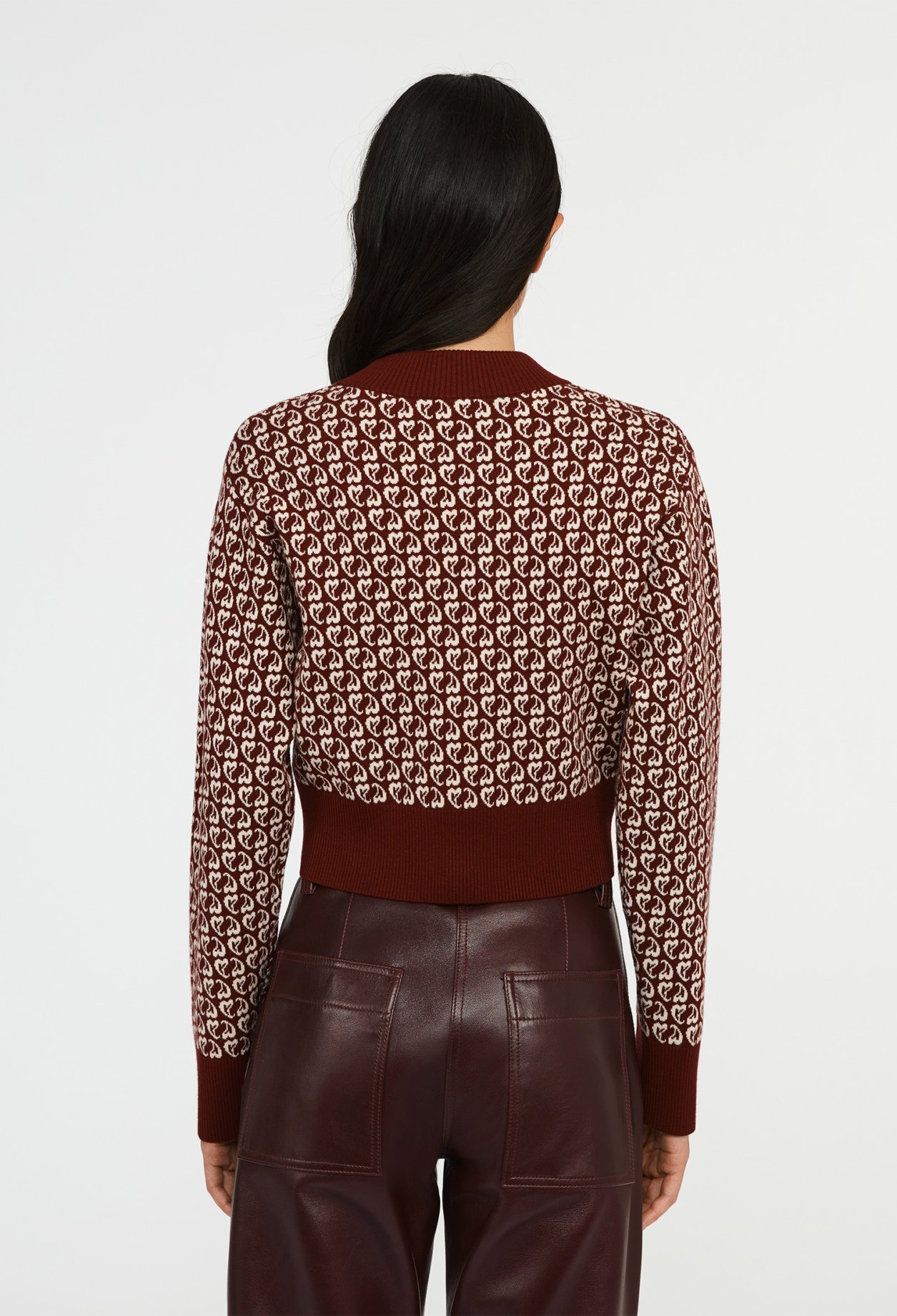 Pull bicolore maille imprime coeur