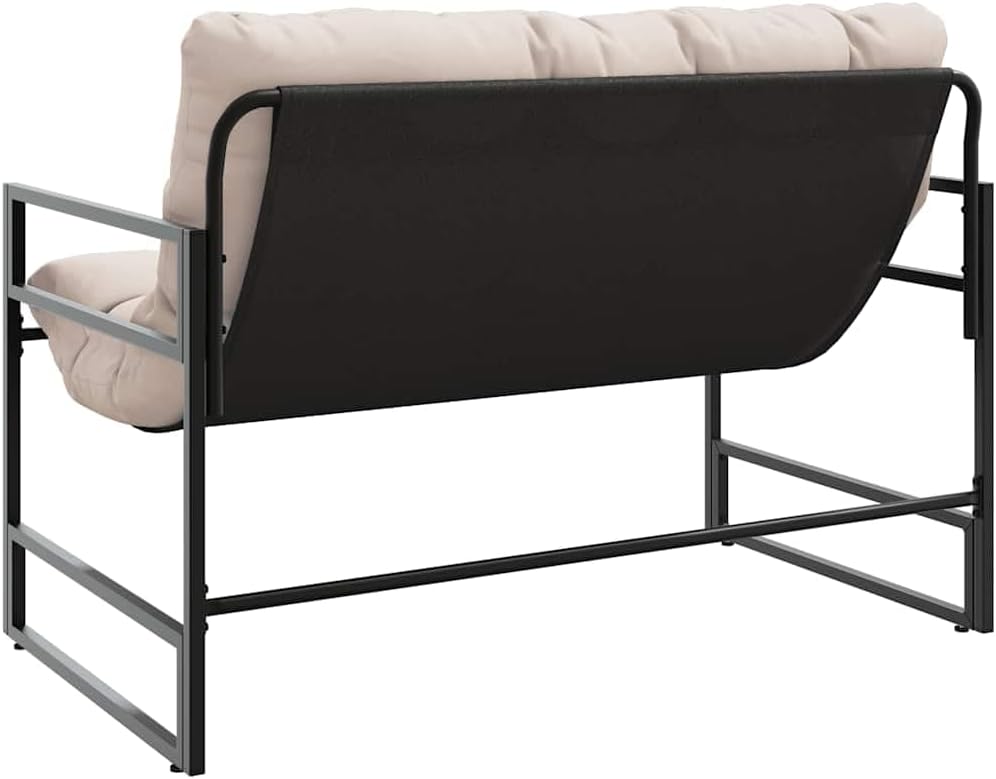 vidaXL Gartenbank mit Kissen Taupe 113 cm Stahl, Bank, Parkbank, Outdoor Bank, Außenbank, Terrassenbank, Sitzbank