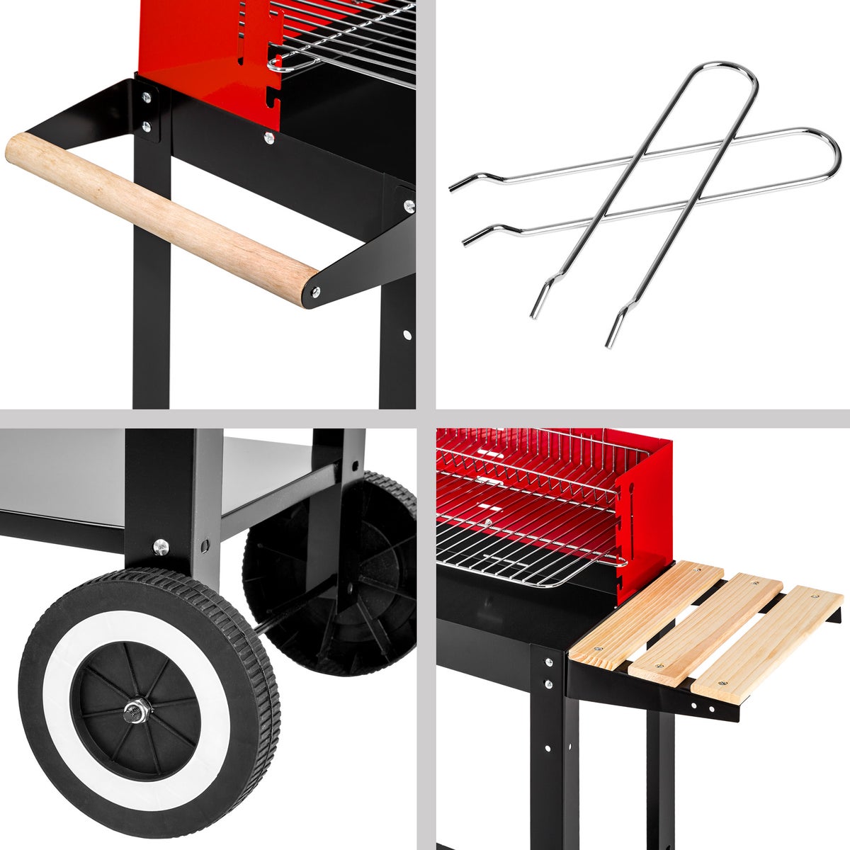 tectake grillwagen met 2 wielen, 86 x 34 x 80 cm