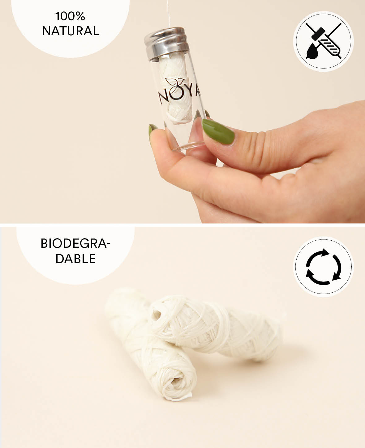 (3er Set) 30m Naturzahnseide mit Mintgeschmack / Vegan / Plastikfrei / Biologisch abbaubar