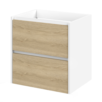 Tiger Reverse Meubelset met 2 lades 60 cm Naturel eik / Mat wit inclusief Oval wastafel Mat wit