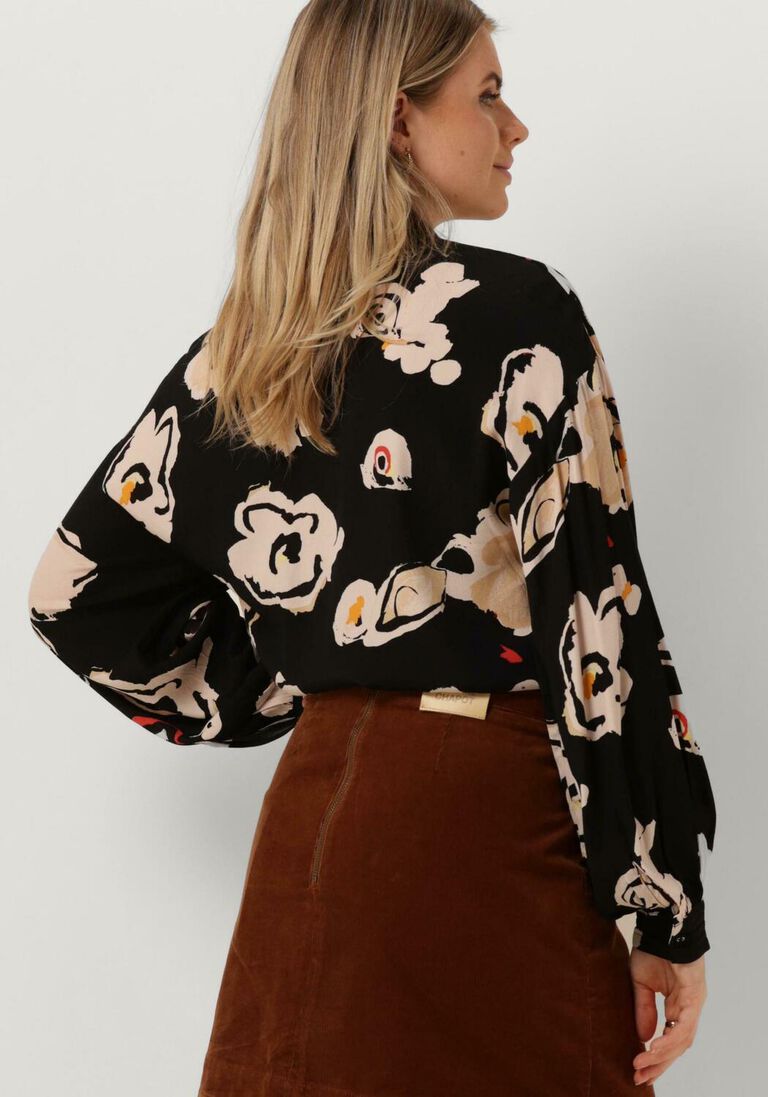 POM AMSTERDAM zwarte pom amsterdam blouse flower glory black