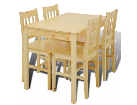VIDAXL - Ensemble table et chaises Table de salle à manger en bois avec 4 chaises naturel