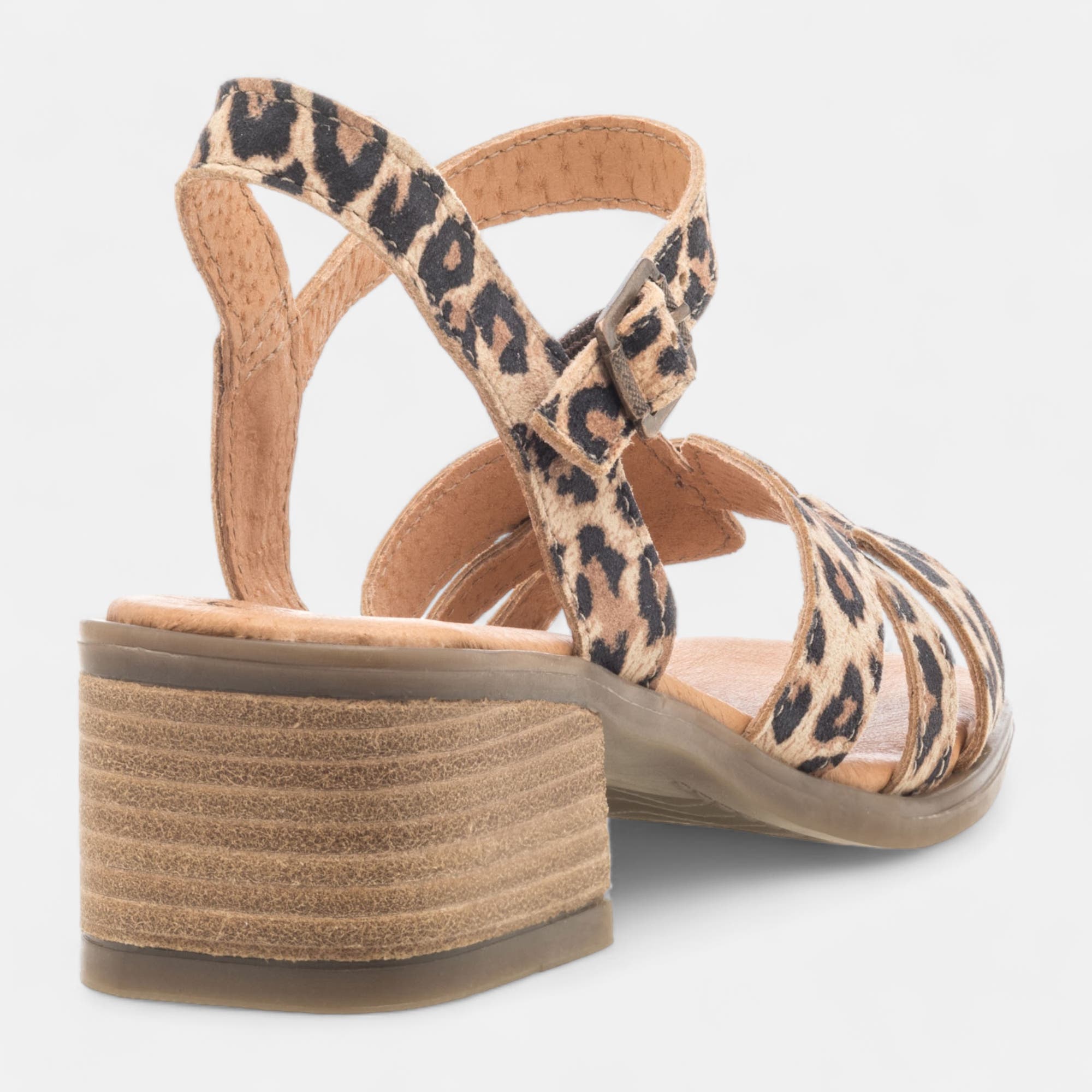 Nu-pieds à talon Femme en cuir cognac