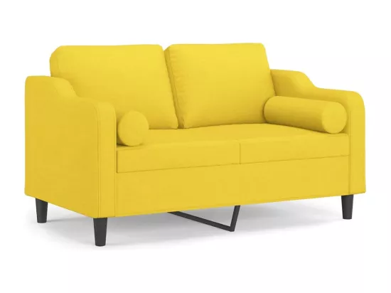 Canapé 2 places avec oreillers jaune clair 120 cm tissu