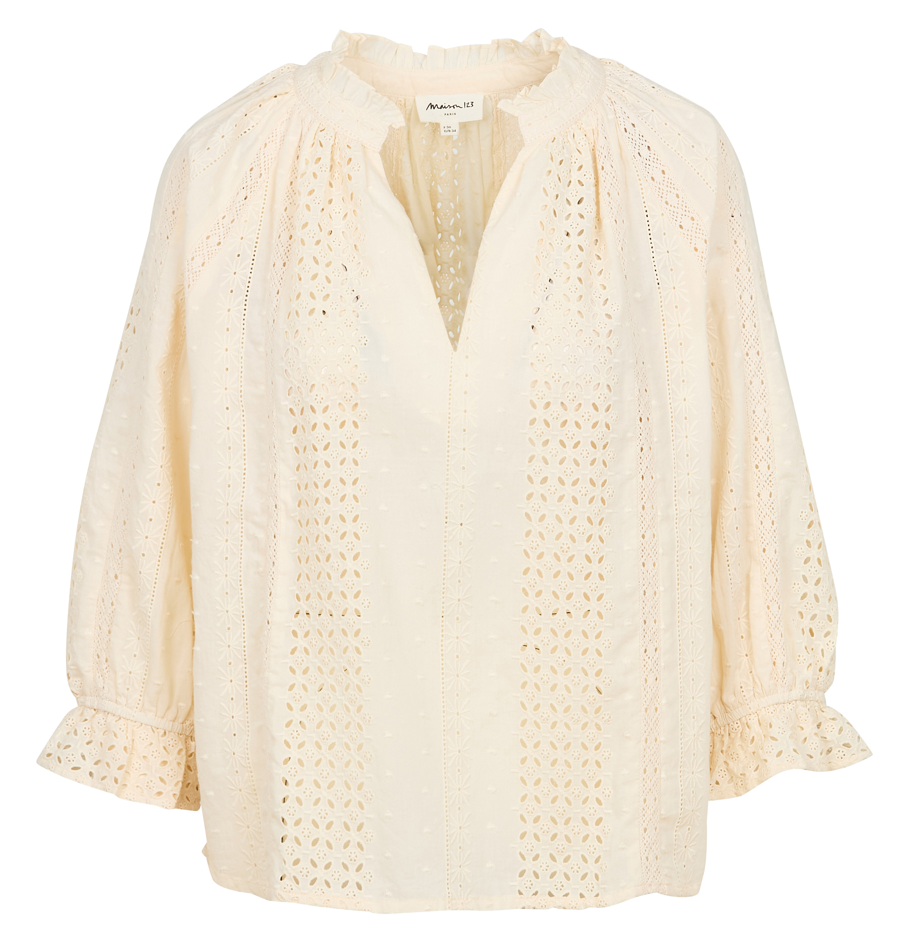 BLONDIE - Blouse ample brodée en coton | Beige