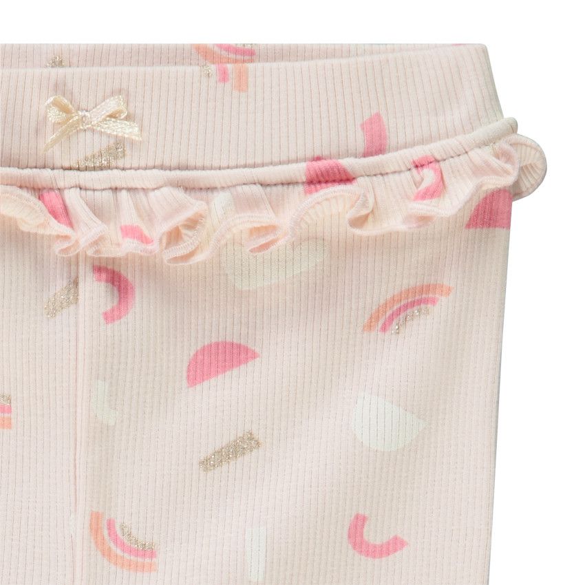 Caleçon long côtelé imprimé fantaisie pour bébé fille - Rose