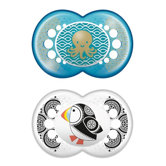 Lot de 2 sucettes animaux en silicone 18 mois +   Aléatoire        de               Mam