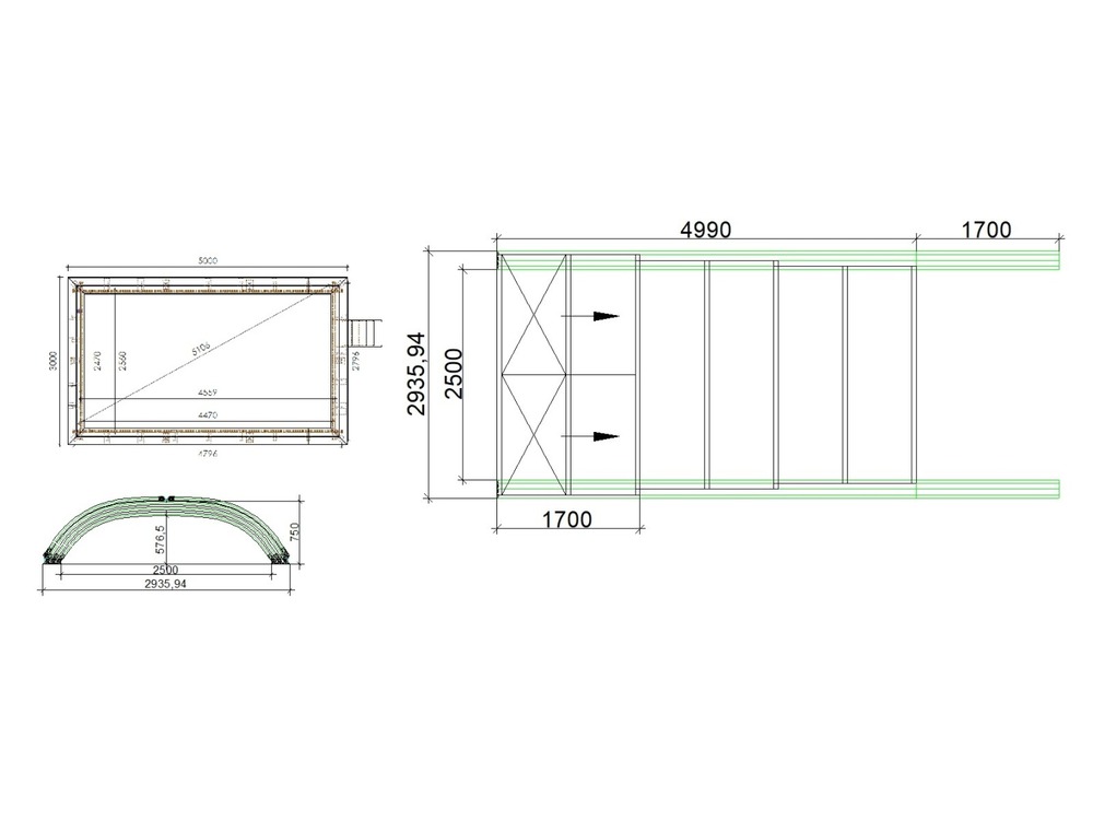 Abri de piscine skyline pour les modèles 5x3 m - bas86, bas786 - polycarbonate massif 3 mm - couleur ral7016 graphite