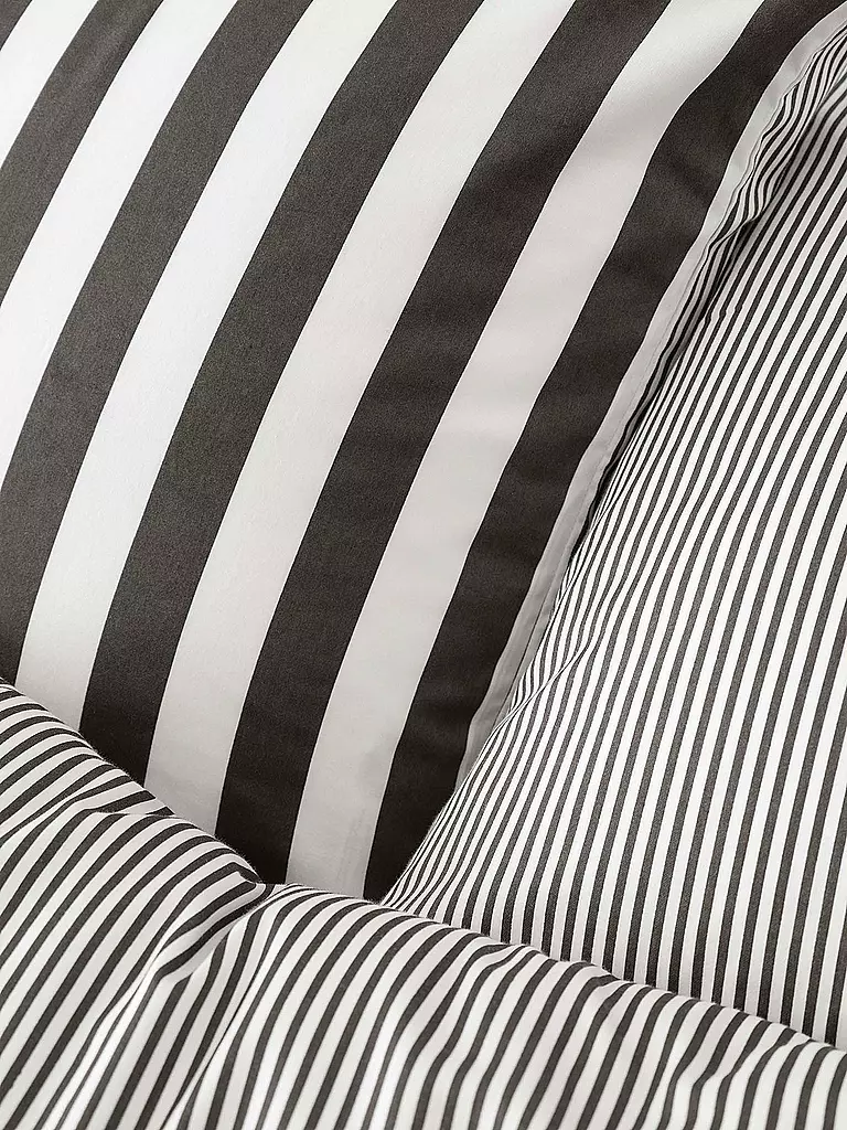 MARC O'POLO HOME Satin Bettwäsche CLASSIC STRIPE 70x90cm/140x200cm Anthracite grau