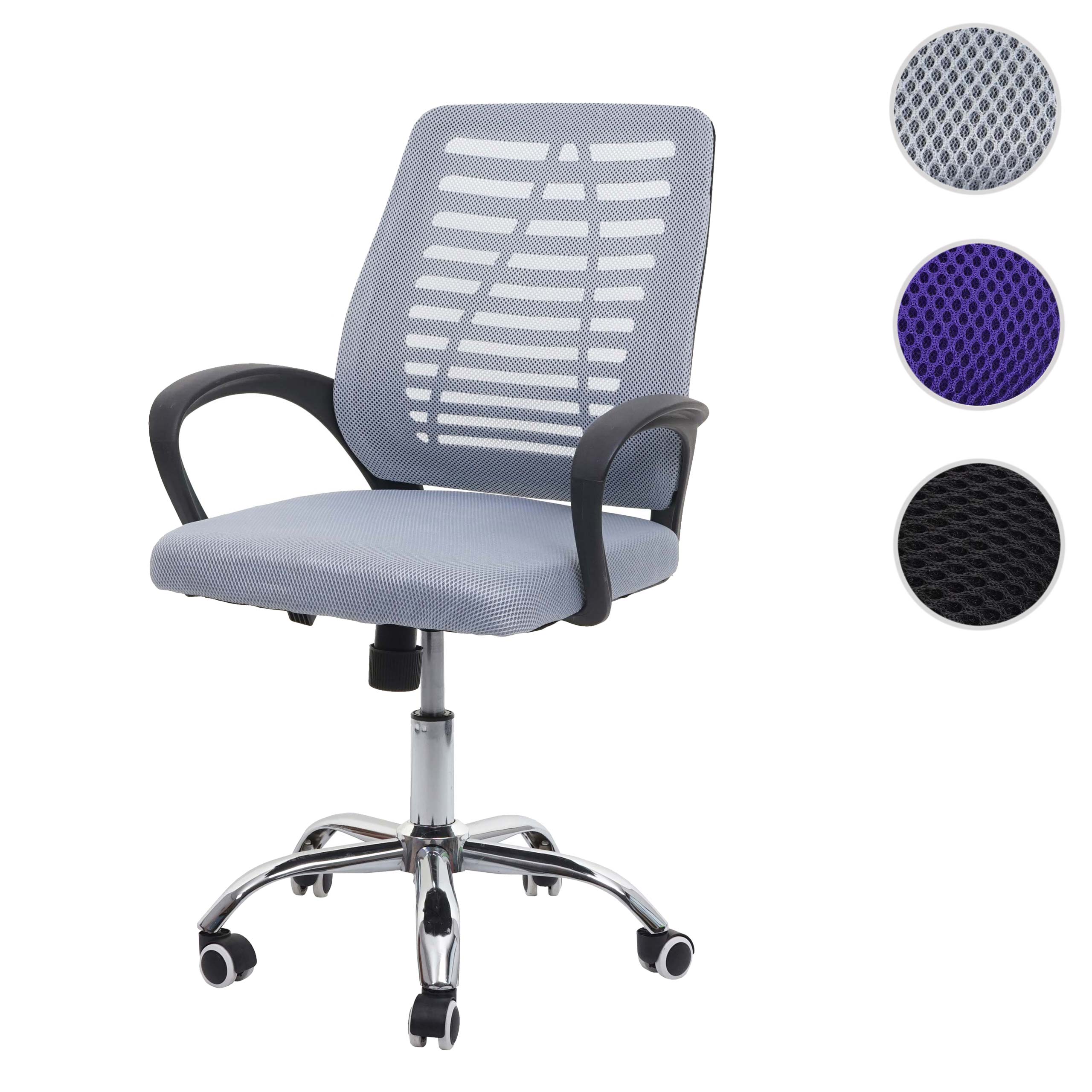 Bürostuhl MCW-L44, Schreibtischstuhl Computerstuhl, ergonomische Rückenlehne, Netzbezug Stoff/Textil ~ grau
