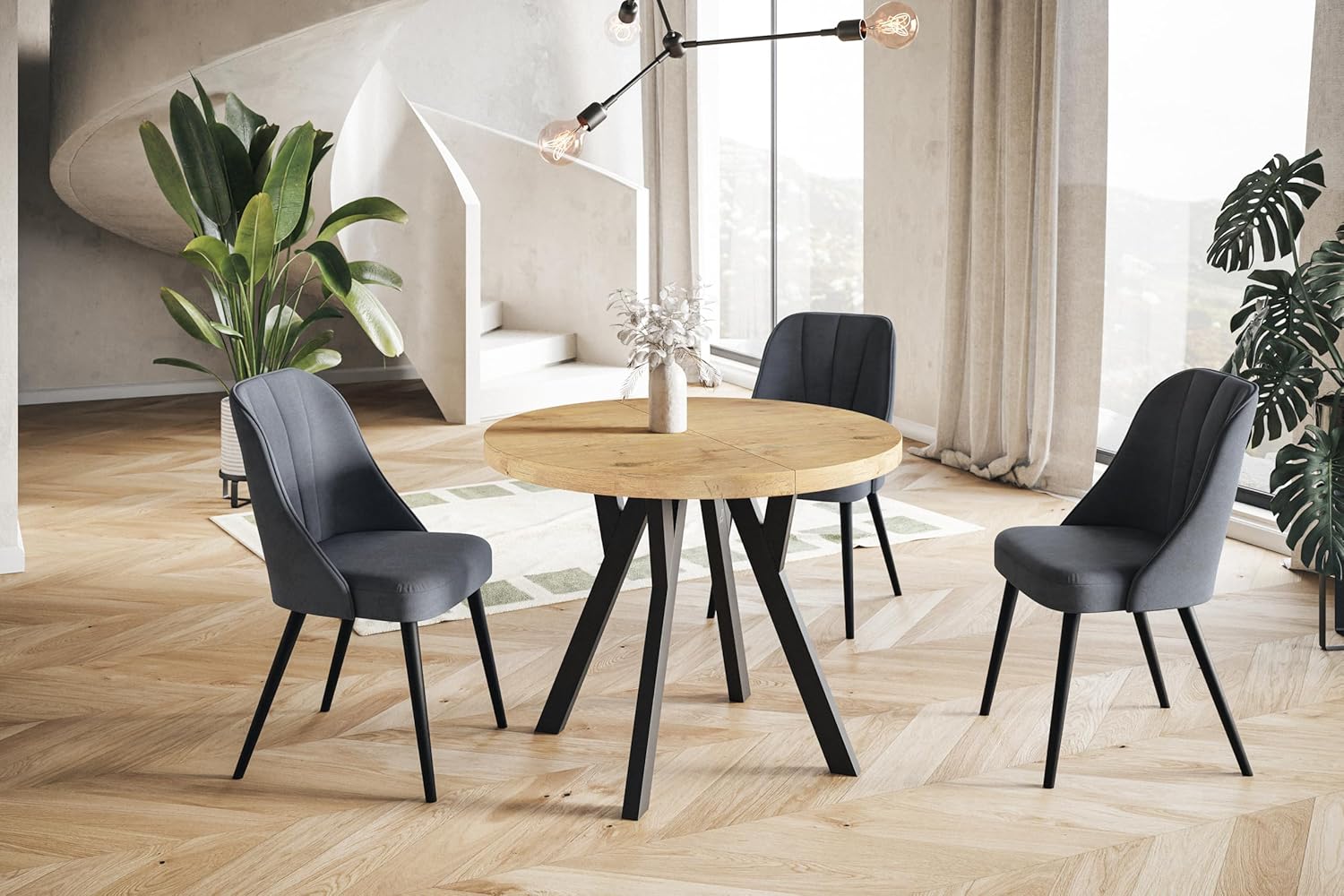 Runder Esstisch ausziehbar – Moderner Wohnzimmertisch und Küchentisch – Tisch mit Stabile Konstruktion, Durchmesser 80 cm - 130 cm - Farbe Lancelot - Kollektion OVO