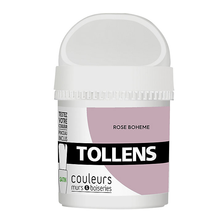 Testeur peinture murs et boiseries Tollens rose bohème satin 50ml