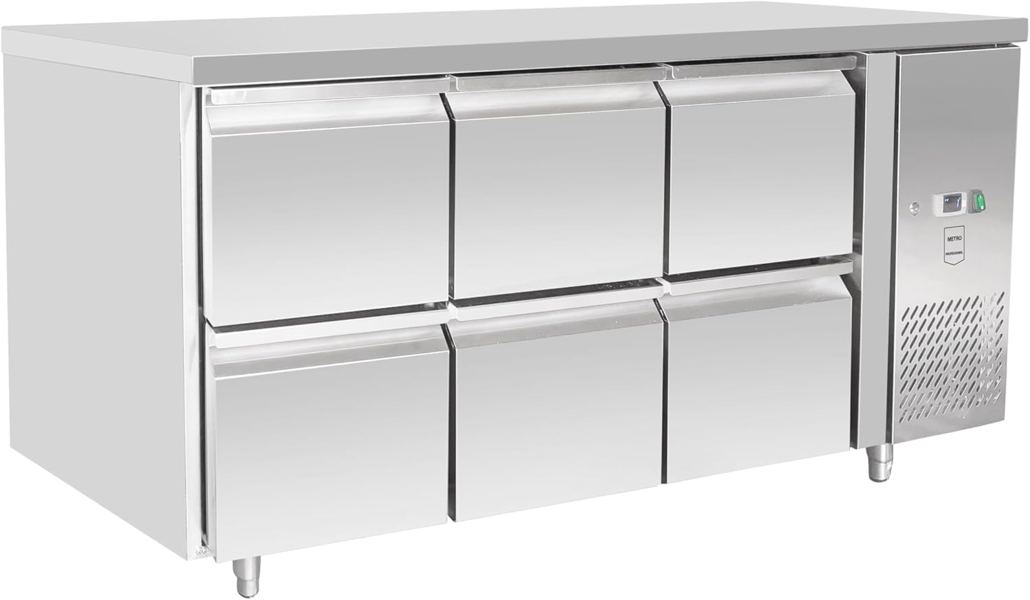 METRO Professional Kühltisch GCC31006D, 179.5 x 70 x 85 cm, 204 L, 6 Schubladen, Silber