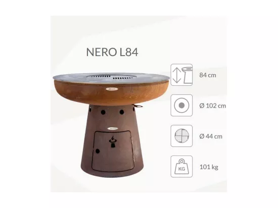 Barbecue brasero en acier Nero Hauteur 84 cm Diamètre 102 cm