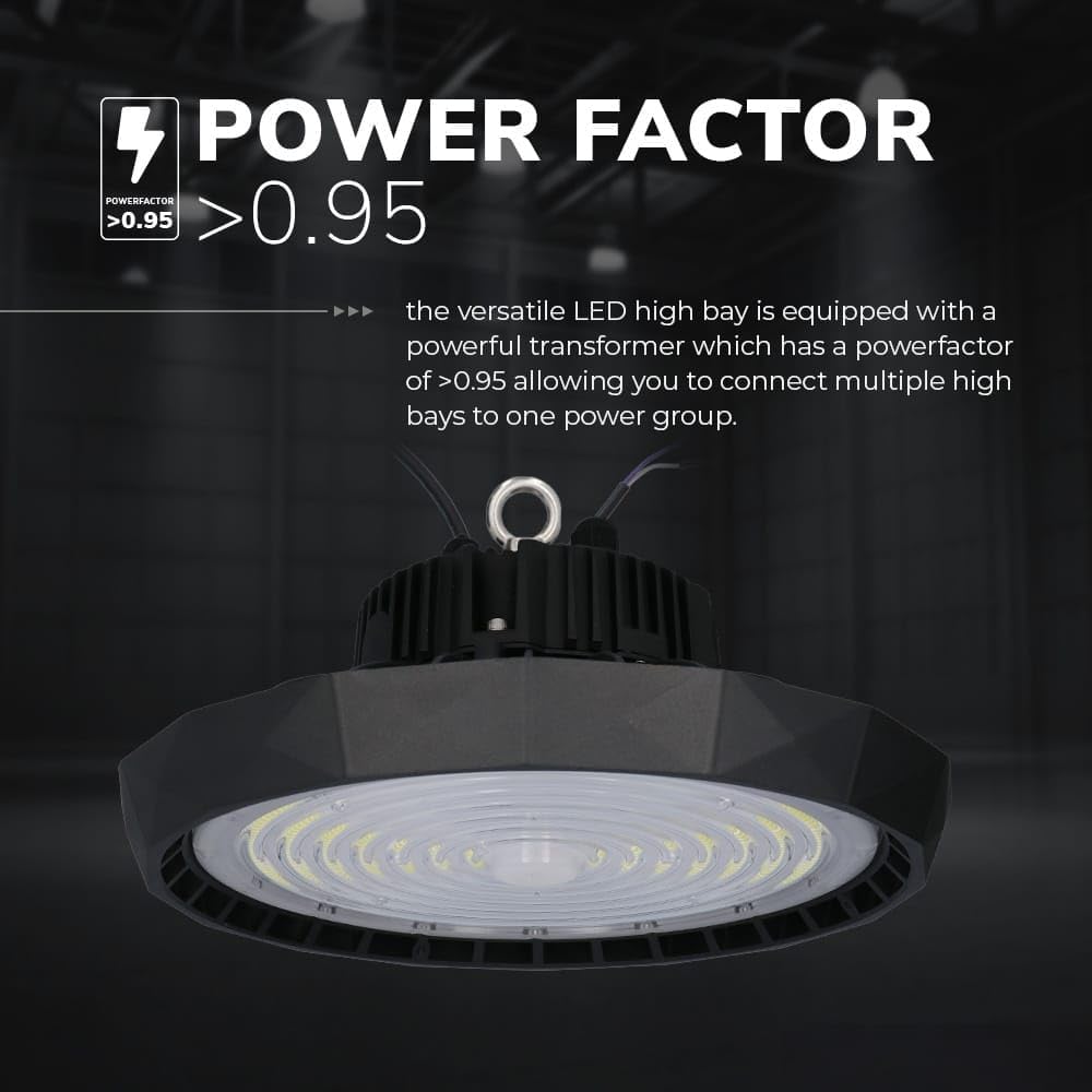 HOFTRONIC - LED Hallenstrahler Saturn 240W 120° IP65 Dimmbar 5700K 190lm/W Hoftronic Powered 5 Jahre Garantie Deckenleuchte, Hallenbeleuchtung, Werkstattbeleuchtung, LED Hallenstrahler