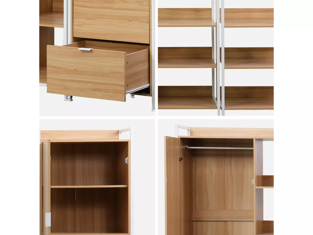 Kit dressing modulable blanc avec 4 éléments. L 280 x P 48 x H 190 cm