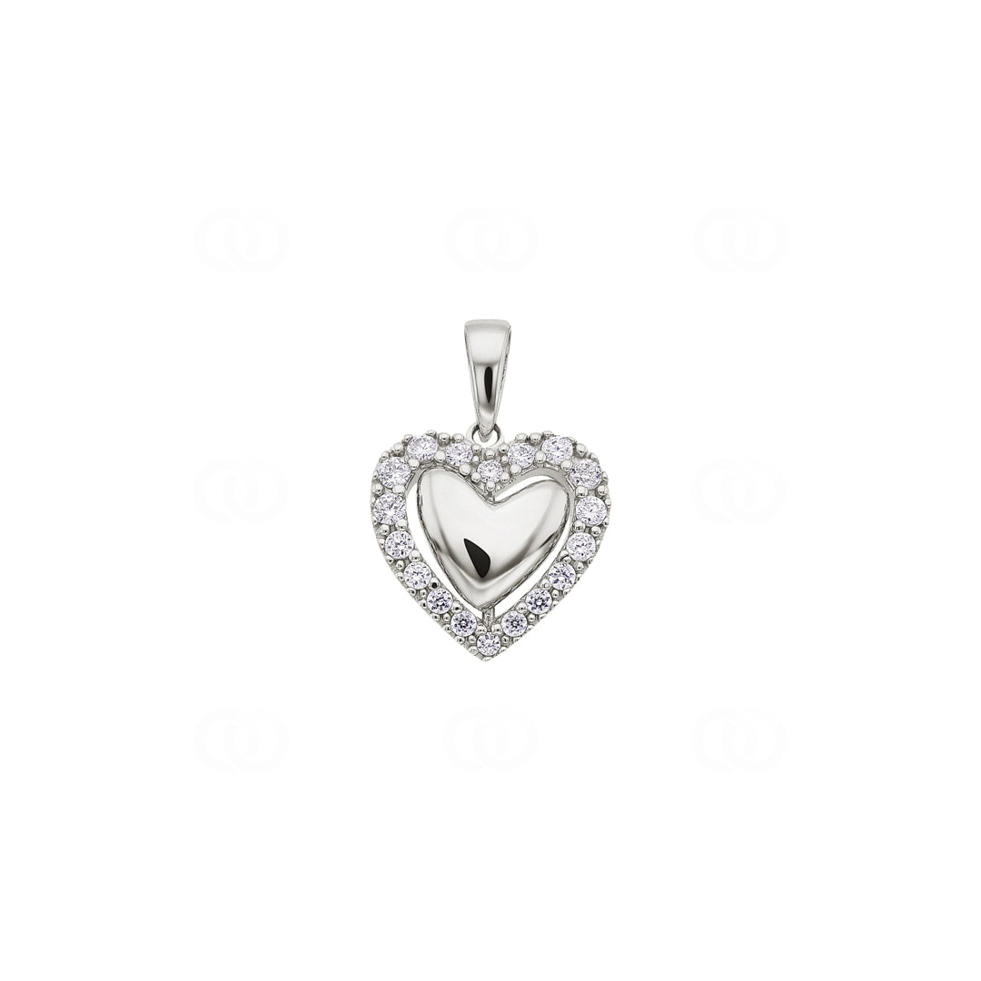 Herzanhänger 750/18 K Weissgold 13 x 13mm mit Zirkonia