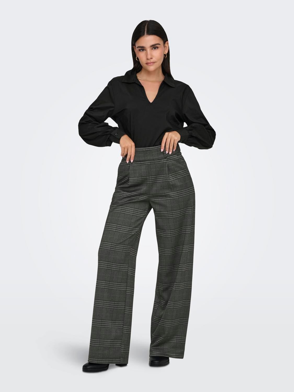 JDYGEGGO Mittlere Taille Weiter Beinschnitt Hose Granite Grey