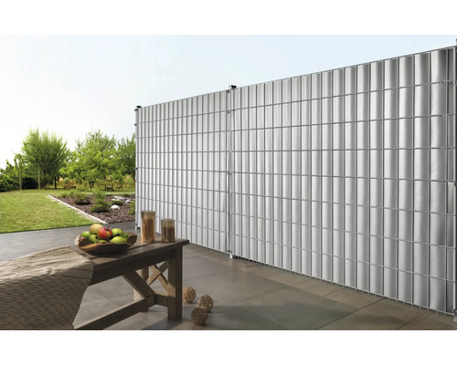 Konsta privacyschermstroken voor dubbeldraads gaaspanelen, 20,5 m x 19 cm, zilvergrijs