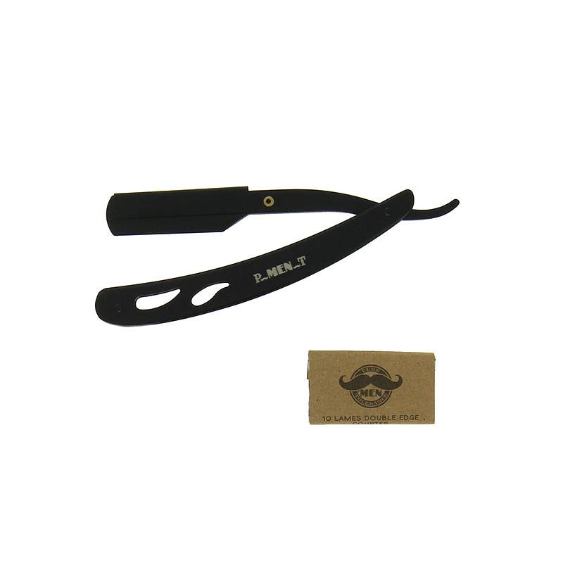 Rasoir à lame interchangeable Aluminium Noir mat   10 lames double edge courtes