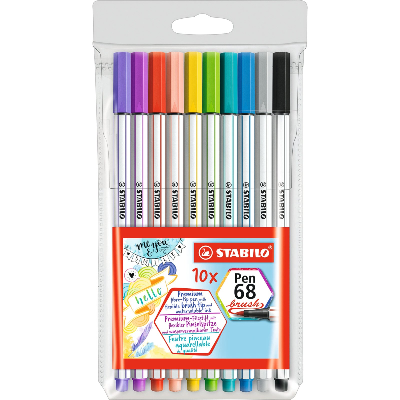 Stabilo Brush Pen 68 Filzstift 10 Stück