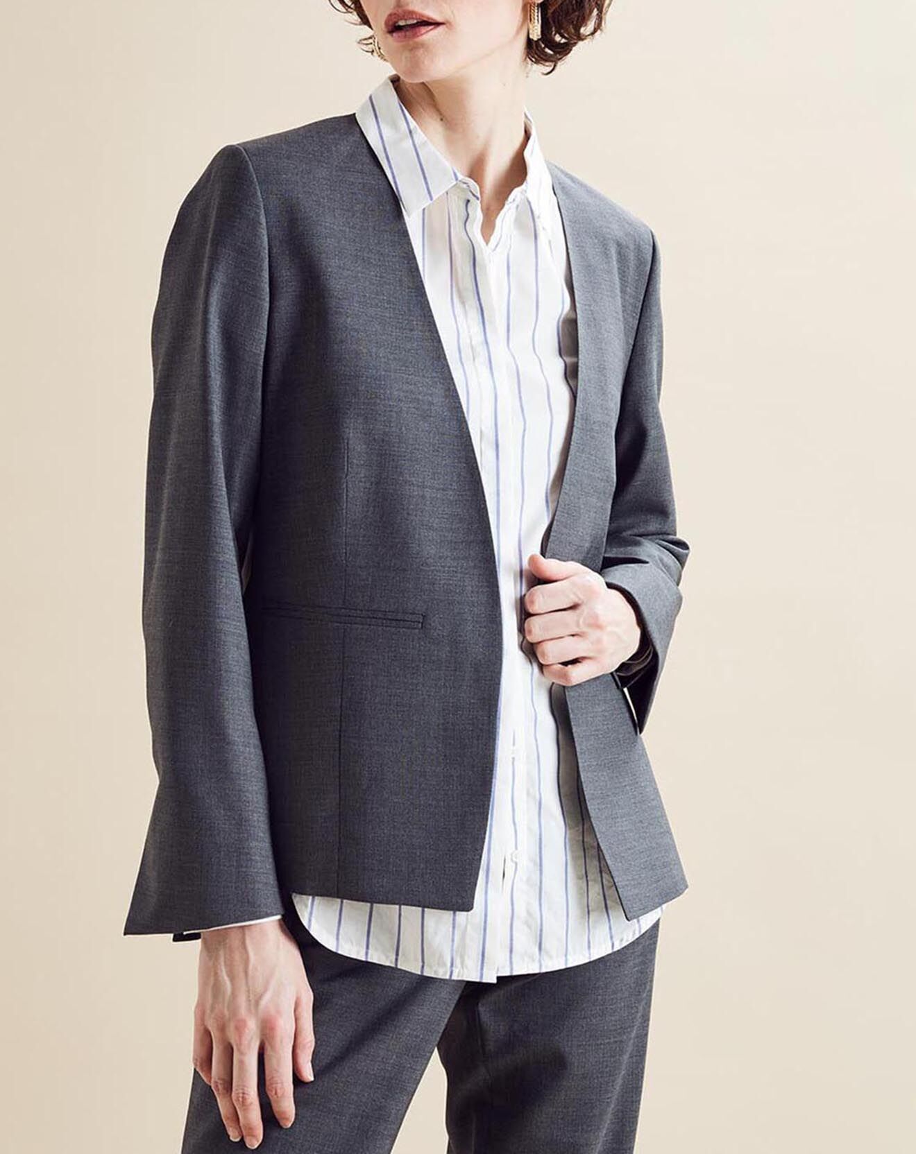 Chloé Stora Veste en Laine mélangée Vezuve gris