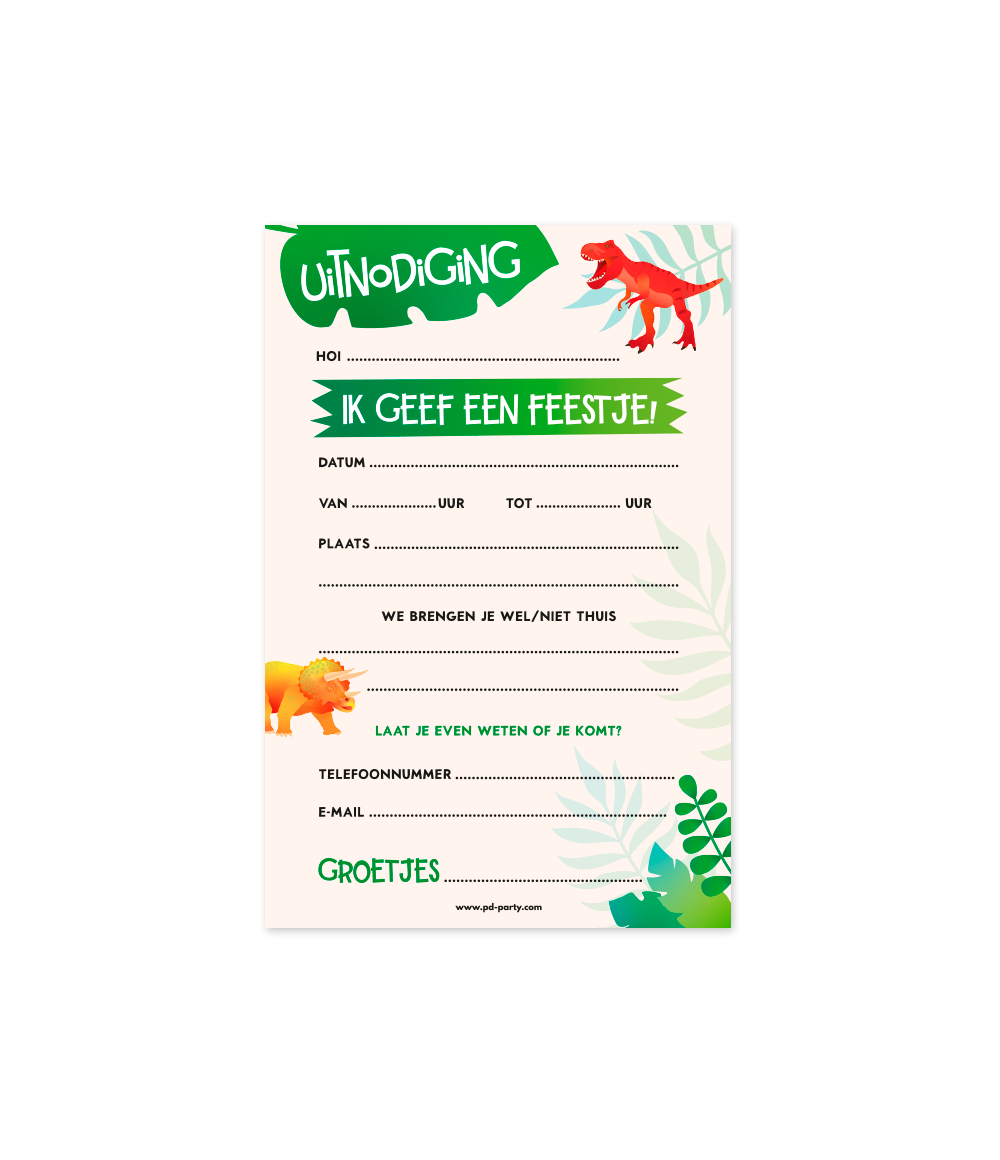 Dino Uitnodigingen 6st