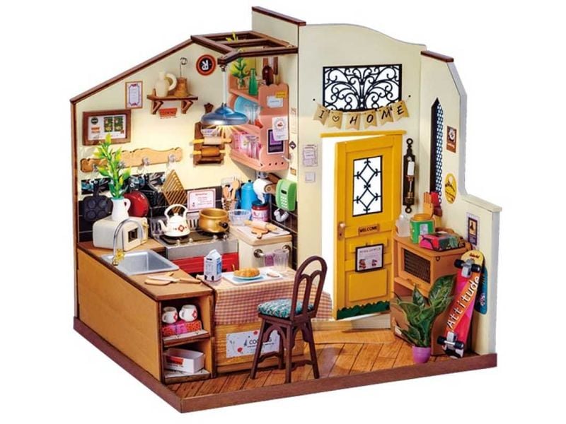 RoboTime Bausatz Cozy Kitchen 3D-Puzzle aus lasergeschnittenen Holzteilen