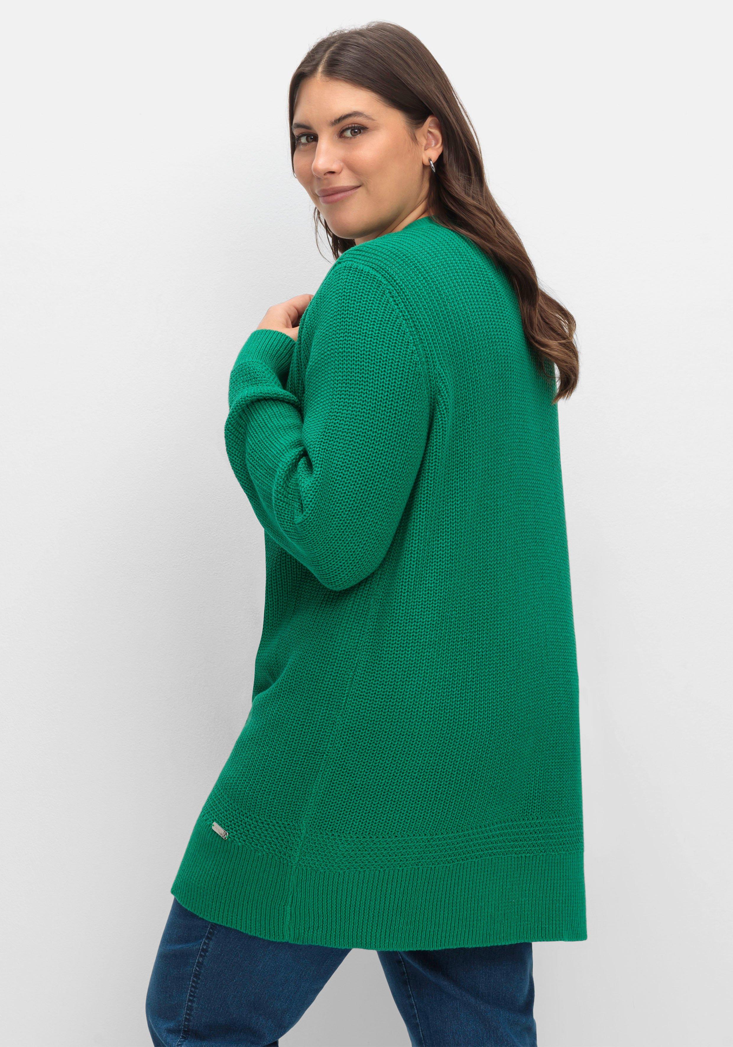 Lange Strickjacke in Grobstrick-Optik, offene Form