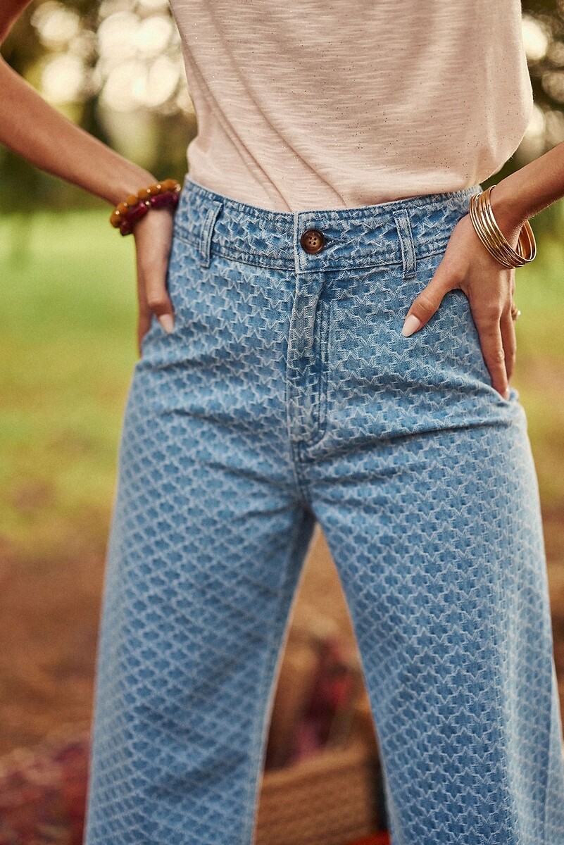 LA PETITE ETOILE<br>Calça jeans de perna larga com estampa PAPHOS