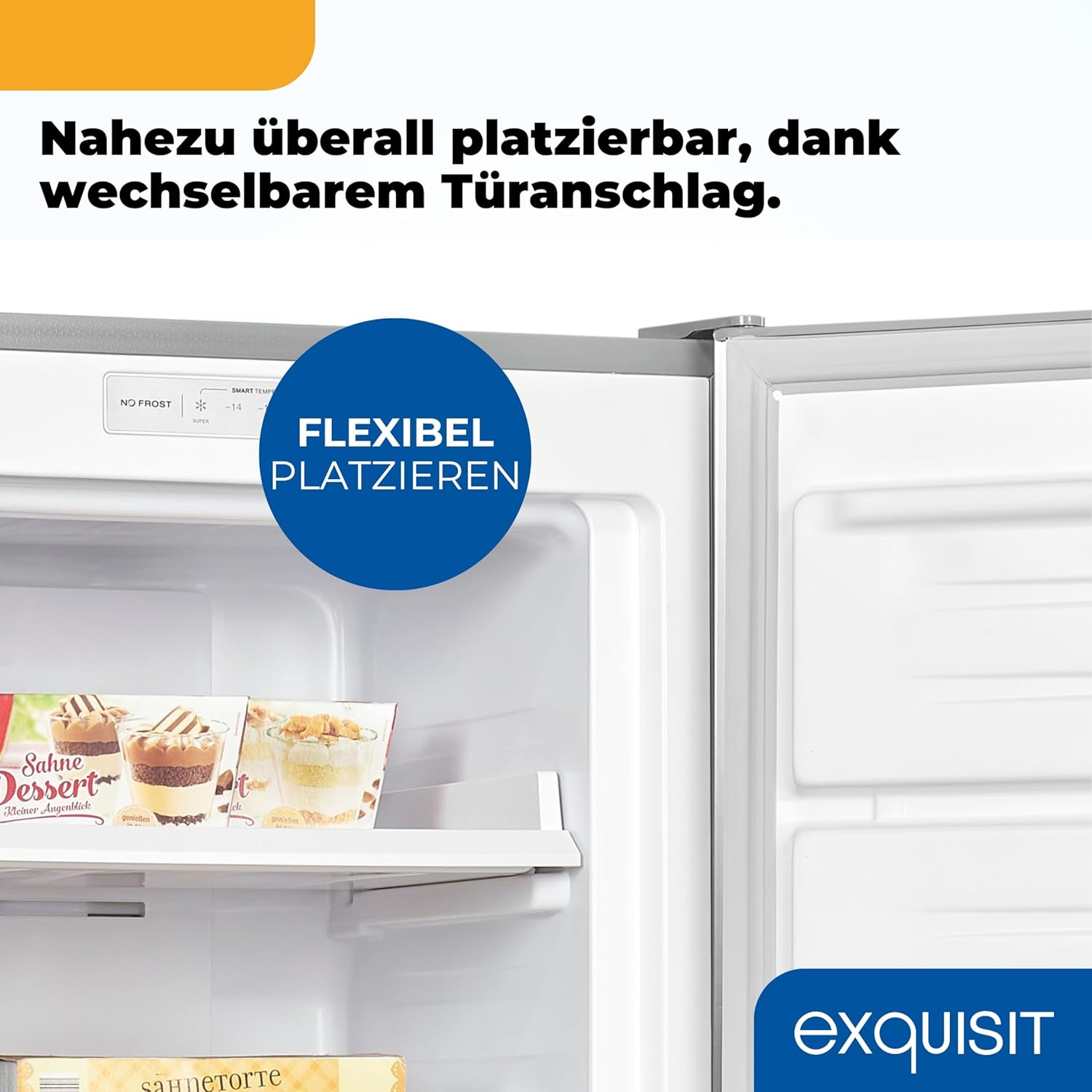 Exquisit Gefrierschrank, 161 Liter, No-Frost, LED-Anzeige, leise, GS5231-NF-H-040C inoxlook