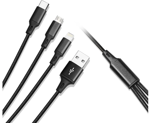 Andersson 3 in 1 Braided USB Cable 1M 2,4A Black