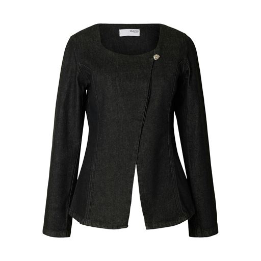 Selected Femme Cora Fitted Denim Blazer, Black Denim, 38