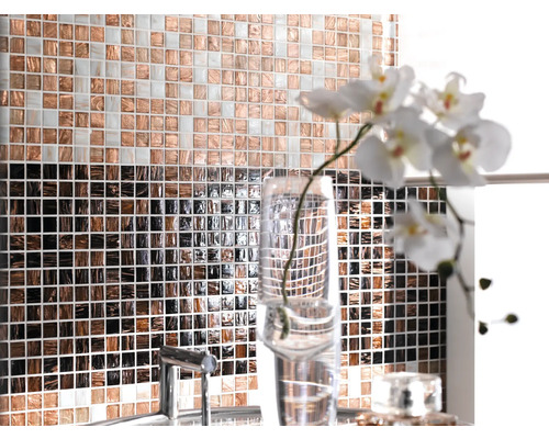 Glasmozaïek GM GS 101188 30,5x32,7 cm wit brons koper